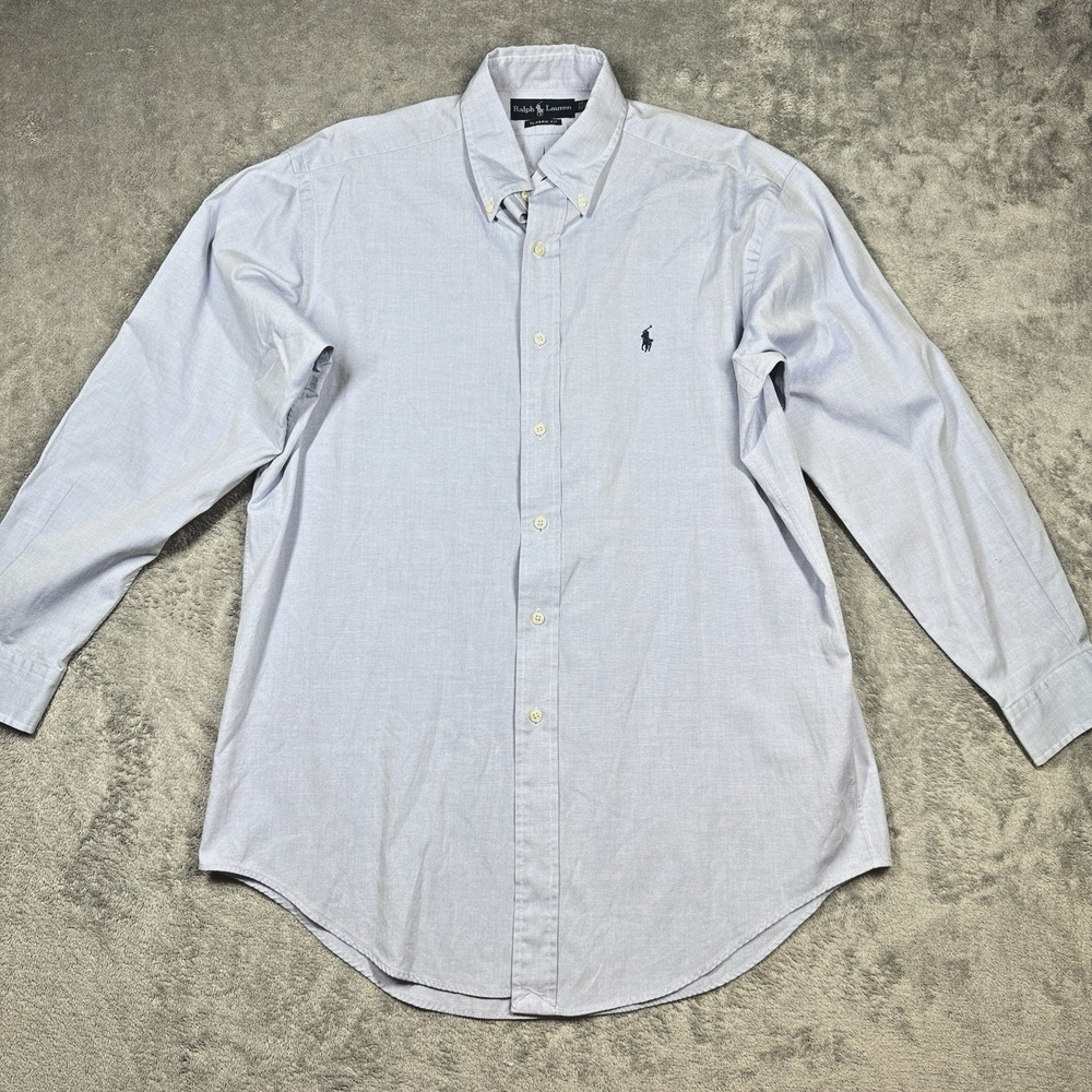 Polo Ralph Lauren Classic Fit Button Shirt Mens 15.5 32/33 Blue Cotton